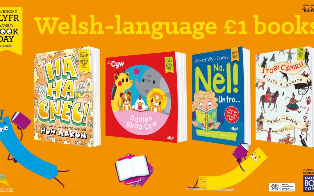 The covers of the four Welsh-language £1 books available for World Book Day 2021