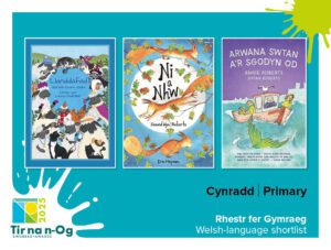 Three book covers of the TNNO primary Welsh-language shortlist