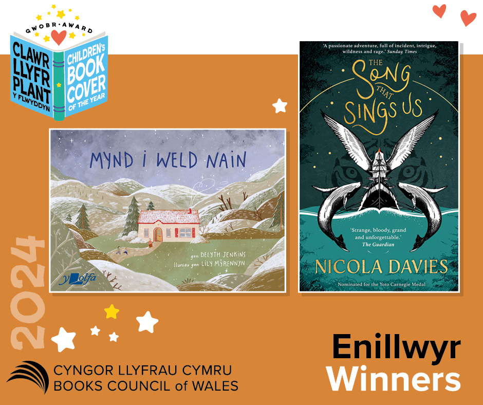 2024 Children's Book Of the Year winners Mynd i Weld Nain by Delyth Jenkins and The Songs that Sings Us by Niocal