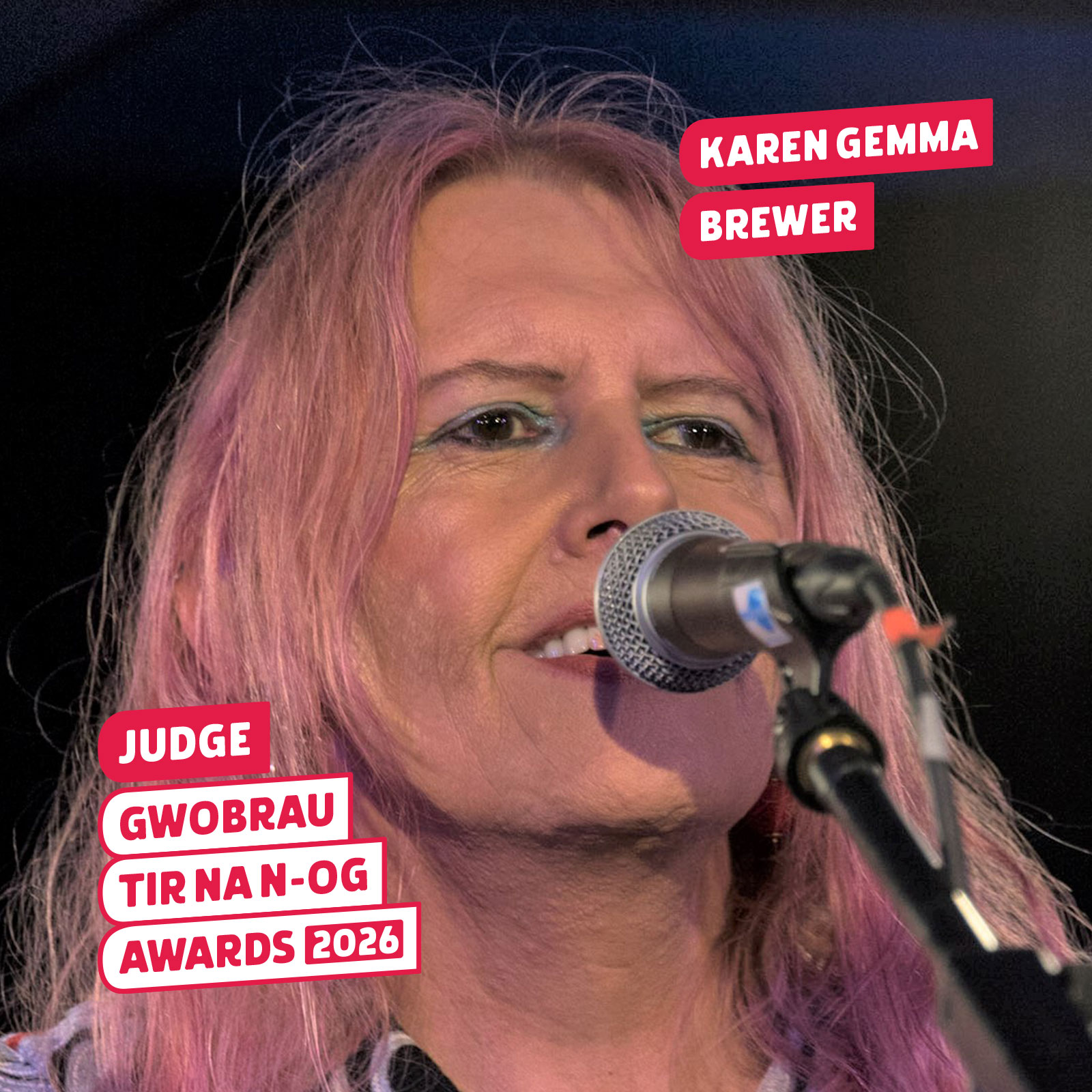 Karen Gemma Brewer, aelod o banel beirniadu cyfrwng Saesneg gwobrau Tir na n-Og 2026.