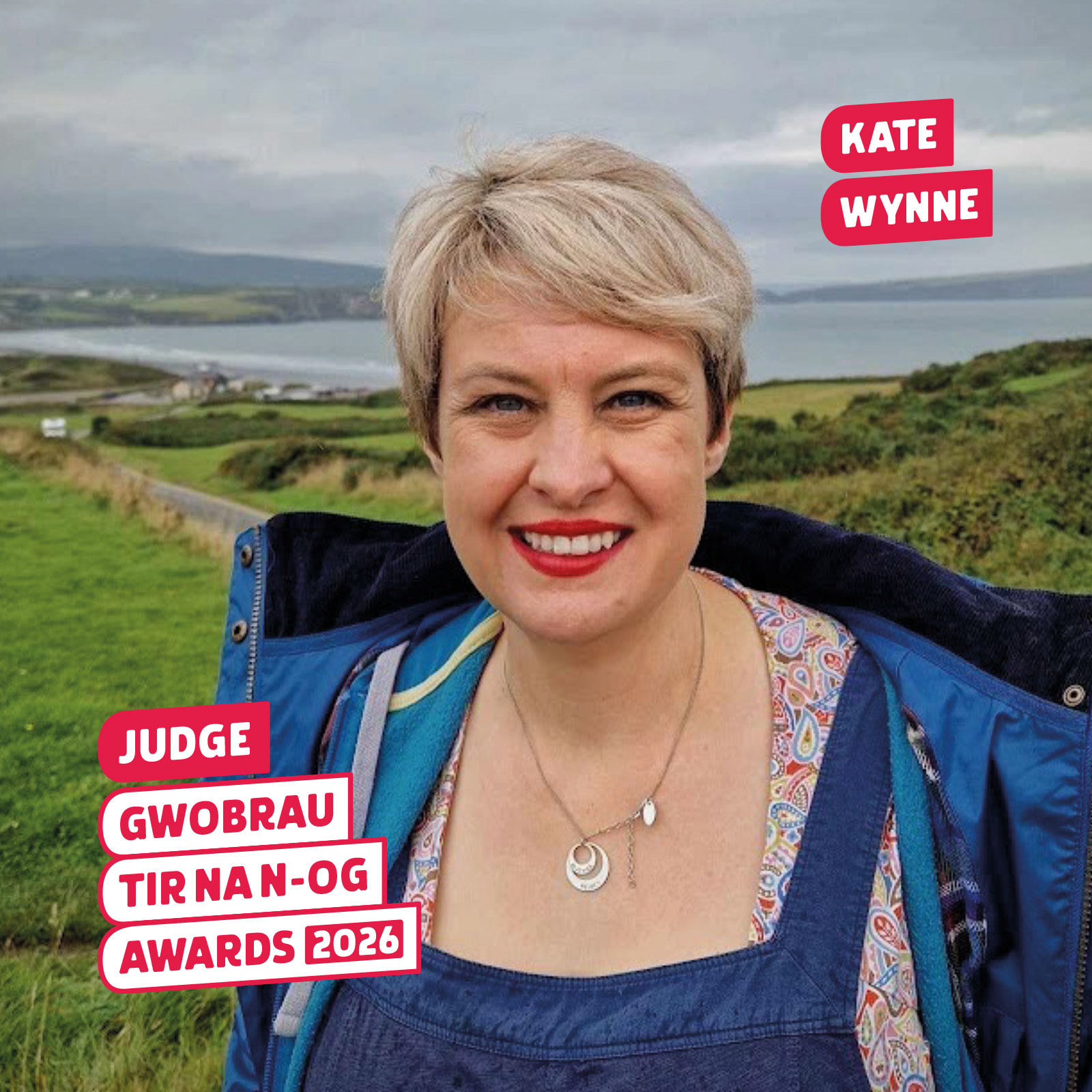 Kate Wynne, aelod o banel beirniadu cyfrwng Saesneg gwobrau Tir na n-Og 2026.